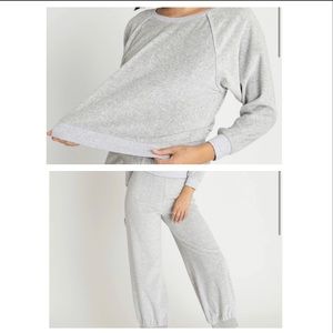 Kondi MATCHING SET. Raglan Top & Harem Pants in Grey Heather Velour
